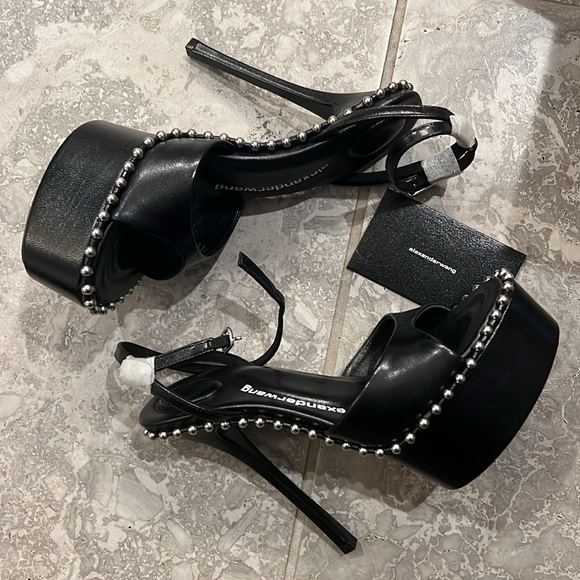 Alexander Wang Nova Ankle Strap 145 Studded Platform High Heel Sandals 35.5 NEW - Picture 9 of 16